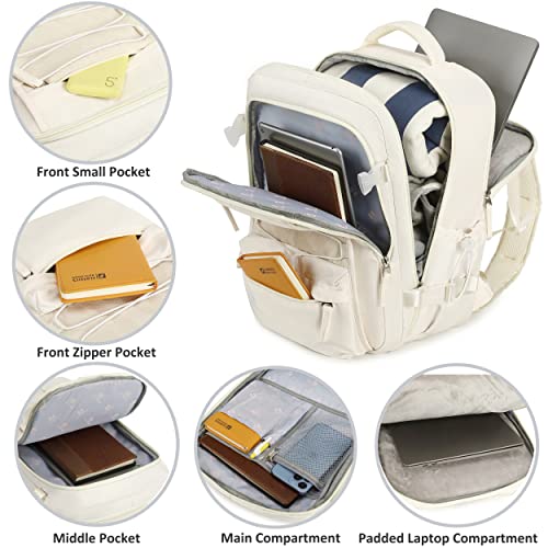 Travel Backpack For Women Men 15.6 Inch Laptop Backpacks With Usb Port Carry On Backpack Flight Approved Large Back Packs College Bookbags Outdoor Sports Rucksack Casual Daypack (White,15.6 Inch) #TOP3