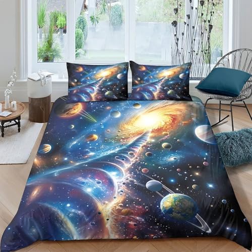 Housse de couette galaxie 140x200 pour lit single ado - 4