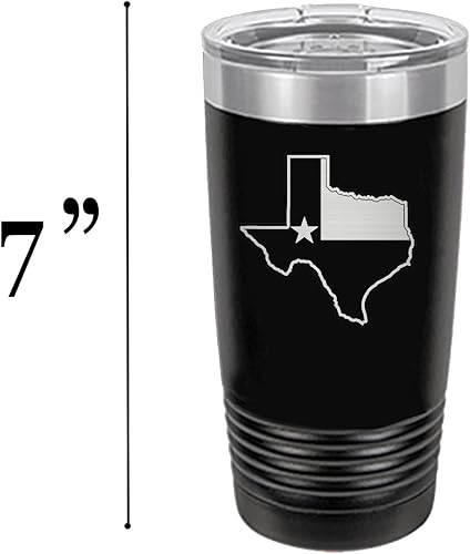 Miniatura 5 de Rogue River Tactical Funny Texas Flag - Taza de viaje de acero inoxidable de 20 onzas con tapa aislada al vacío para caliente o frío (negro)