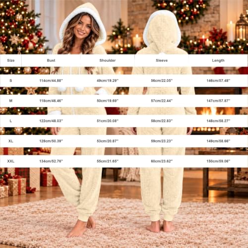 Christmas Onesie Adult Hooded Sherpa Fleece Full Zip Pajamas with Pockets - image 6