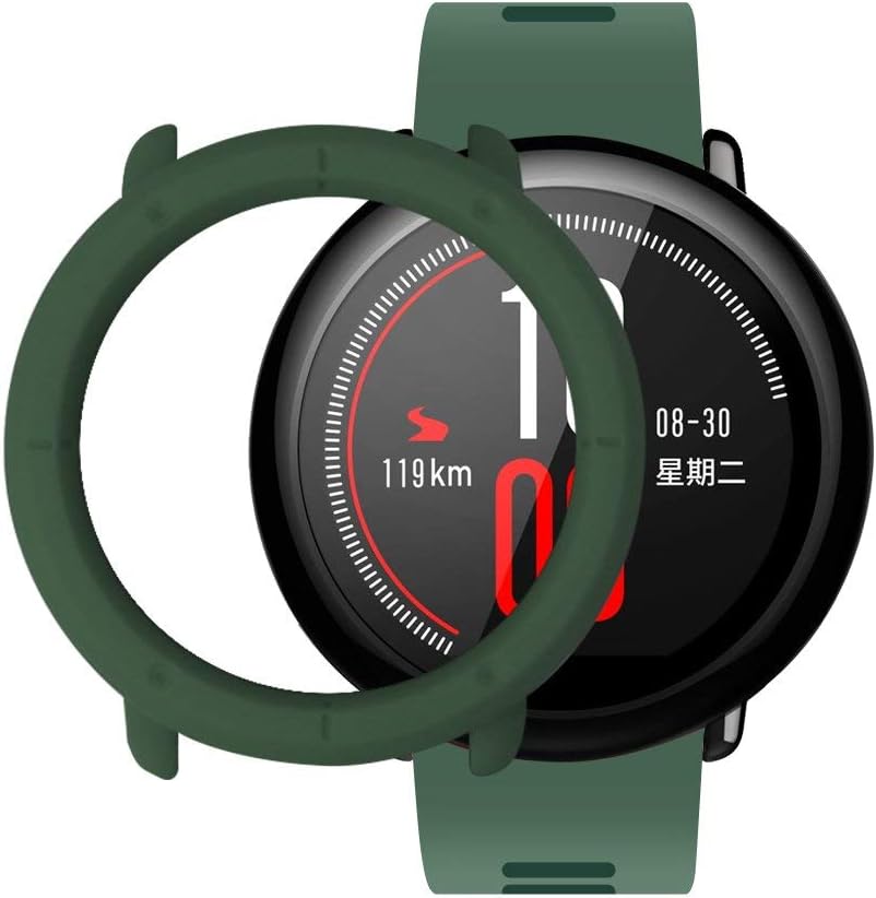 Dealfreez SIKAI Multi Color Bumper Shell Ultra-Light Full Protective Cover Case Compatible with Amazfit Pace (Army Green)