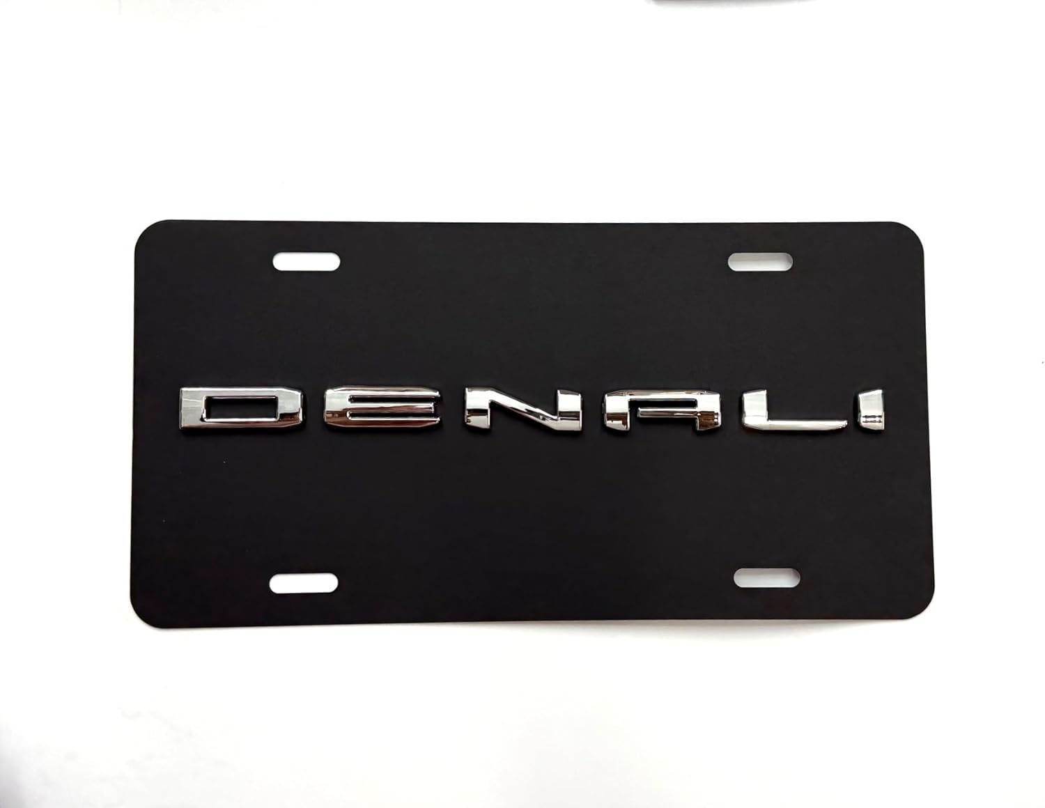 Badge License Plate for Denali Matte Black Chrome Letters