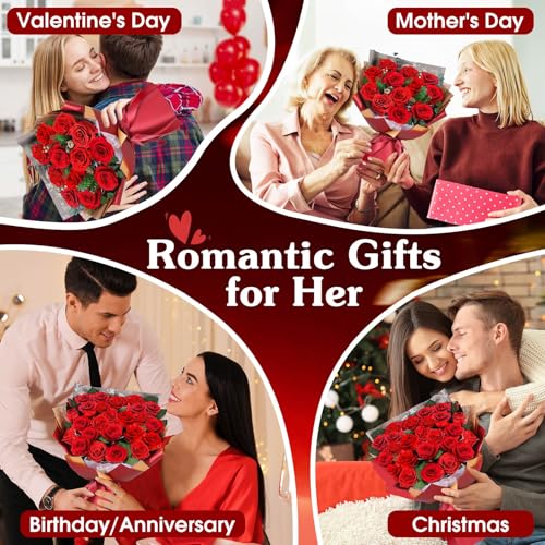 ADDWel 24 Forever Real Roses Bouquet, Fresh Flowers Delivery, Eternal Rose Gifts for Women, Wife, Girlfriend& Mum on Christmas, Valentine's Day, Anniversary& Mother's Day - Image 5