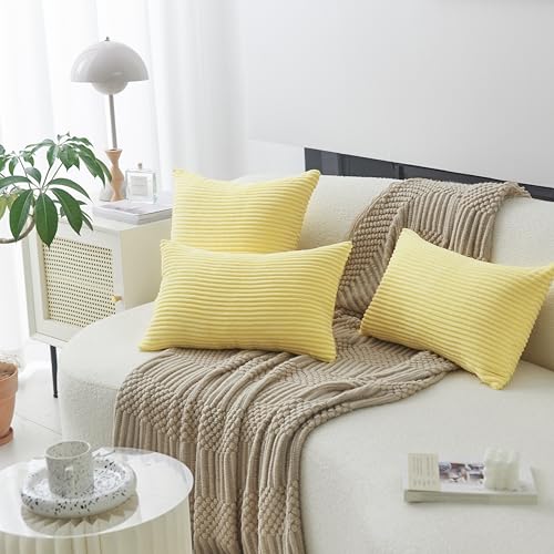 image for Home Brilliant Yellow Spring Pillow Covers Super Soft Velvet Couch Thr