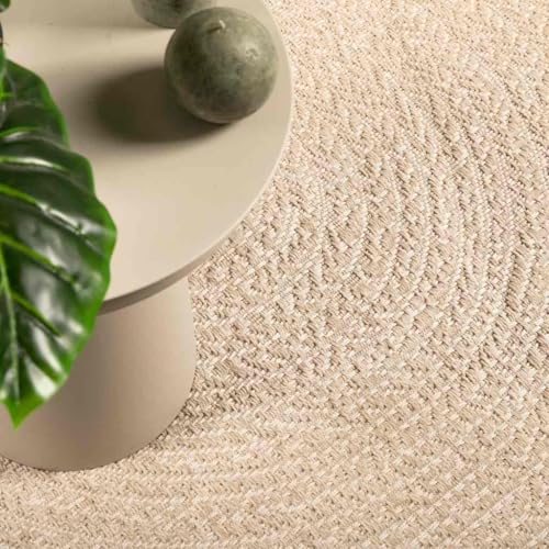 vidaXL Teppich, Teppich Rund Jute-Optik Indoor Outdoor, Teppichmatte UV-beständig für Terrasse Balkon Garten Wohnzimmer, Küchenteppich Bodenmatte, Beige Ø 120cm