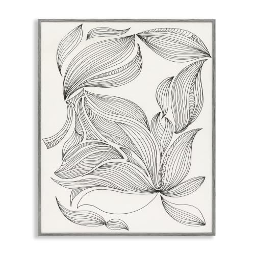 'Abstract Striped Floral Petals'| Framed Giclee Art