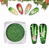 Pretty Diva Green Chrome Nail Powder - Christmas Green Chrome Powders for Nails Mirror Chrome Nail Powder, Emerald Green Metallic Chrome Nail Pigment Glitter Powder for Nail Art