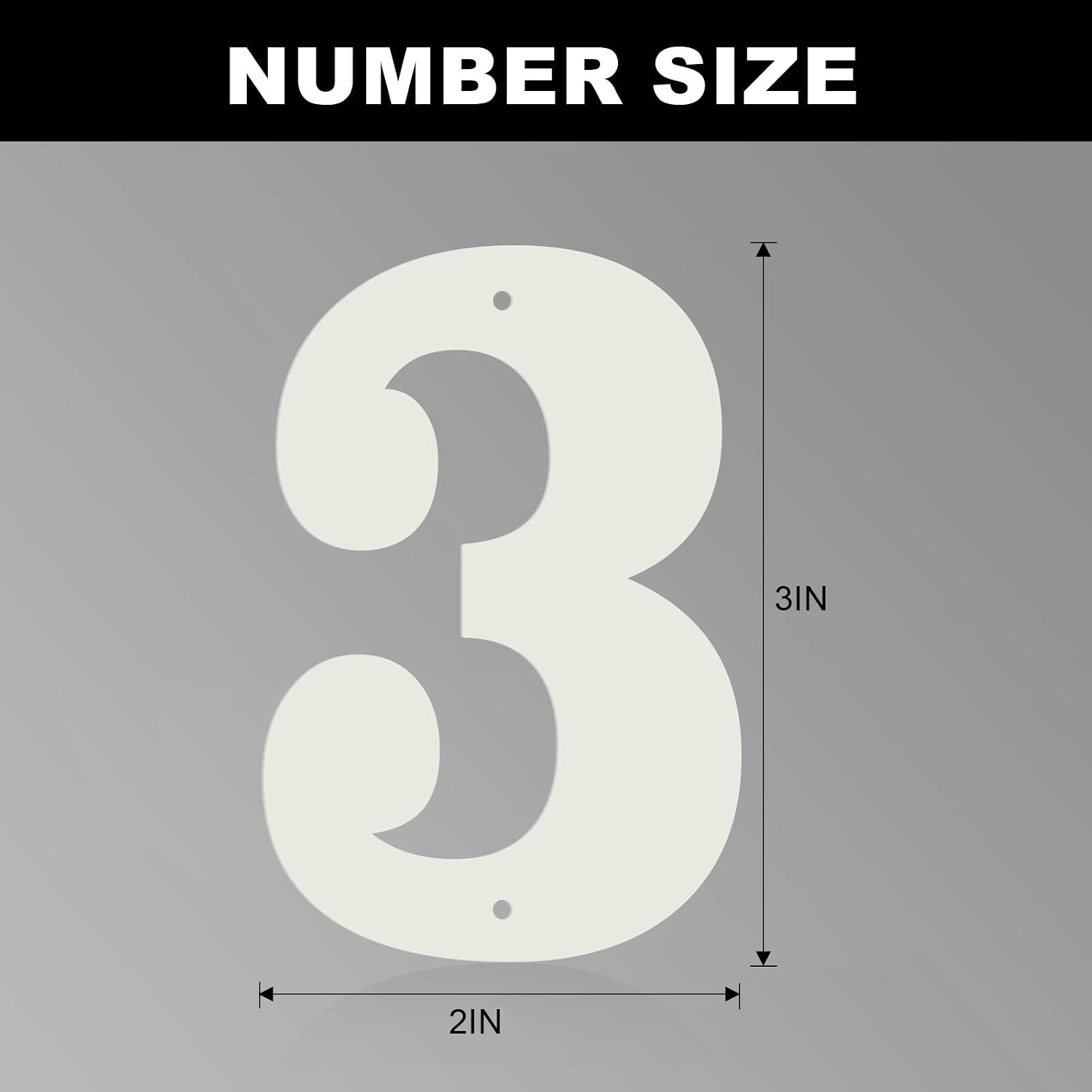 3 Inch White Metal Letters, Modern Metal House Address Letters and Numbers for Outside Signs, Outdoor Mailbox Numbers, for Door, Apartment, Office, Home Use(Number 3)