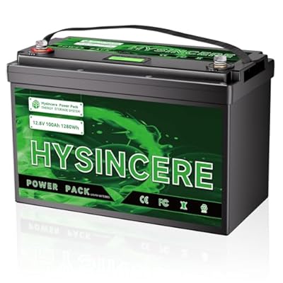 HYSINCERE 12V 100Ah LiFePO4 Battery,Lithium Battery with 100A BMS Deep Cycle High Cycle Life up to 15000 Times,Maximum Output Power 1280W Perfect for RVs,Trolling Motors, Solar Systems