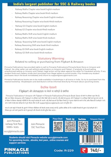 Image of Pinnacle Railway General Studies ( GS ) book 2026 | English Medium | 7100+ MCQ Questions with Detailed Explanations | Chapter-wise PYQs | 3rd Edition
