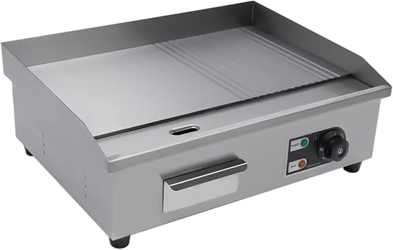 Commercial Flat Top Grill, 22 Extra Large Commercial Electric Griddle, 1600W high working power Tabletop Flat Top Grill Indoor for BBQ Pancake Chicken, Adjustable Temperature 122F-572F