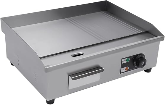 Commercial Flat Top Grill, 22 Extra Large Commercial Electric Griddle, 1600W high working power Tabletop Flat Top Grill Indoor for BBQ Pancake Chicken, Adjustable Temperature 122F-572F