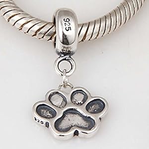 Puppy dog paw dangle charms 925 sterling silver beads fits diy charms bracelets   cucciolini doodles