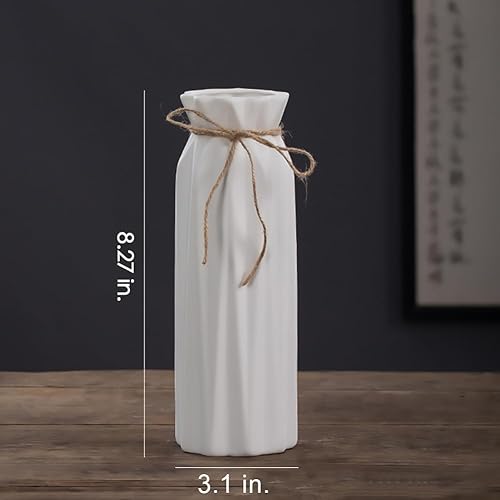 Miniatura 6 de Florero de cerámica blanca para decoración moderna del hogar, apto para vestíbulo, sala de estar, chimenea, dormitorio, cocina, regalo decente, 8.27