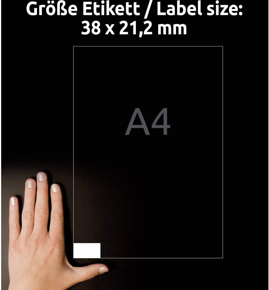 AVERY Zweckform 3666 Universal Labels (6,500 Adhesive Labels, 38 x 21.2 mm on A4, Matte Paper, Individually Printable, Self-Adhesive Stickers with Ultragrip), 100 Sheets, White