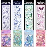 JHGCVX 92 Pcs 3D Butterfly Stickers Set,Crystals Holographic Transparent Scrapbook Stickers for Notebook DIY Decoration