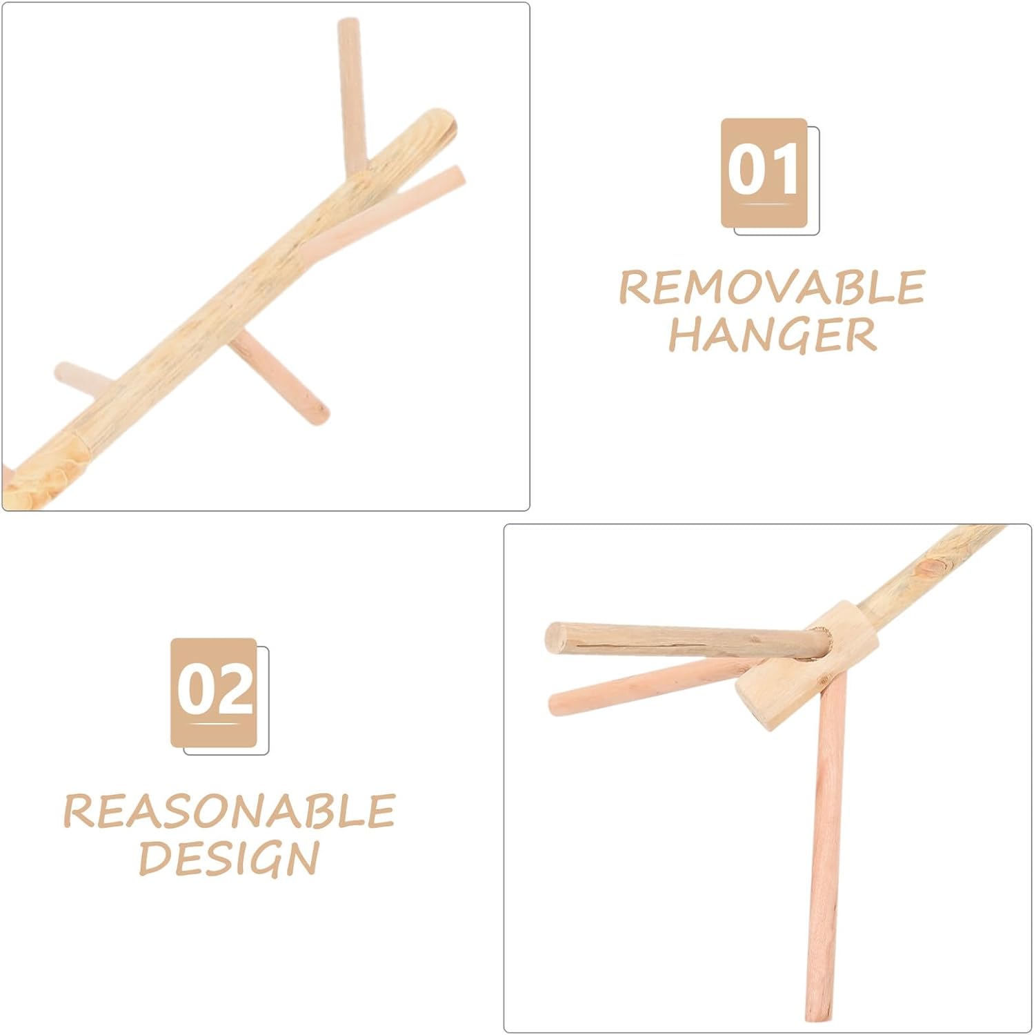 NUOBESTY Premium Wooden Coat Rack Stand with Artificial Branches Stylish Freestanding Clothes Hanger for Bedroom and Entryway Eco-friendly Material Easy to Assemble and Use