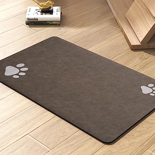 Image of Pet Feeding Mat-Absorbent Dog Mat for Food and Water Bowl-No Stains Quick Dry Water Dispenser Mat-Dog Accessories Pet Supplies-Bowl for Messy Drinkers（Brown,12 inchx19 inch