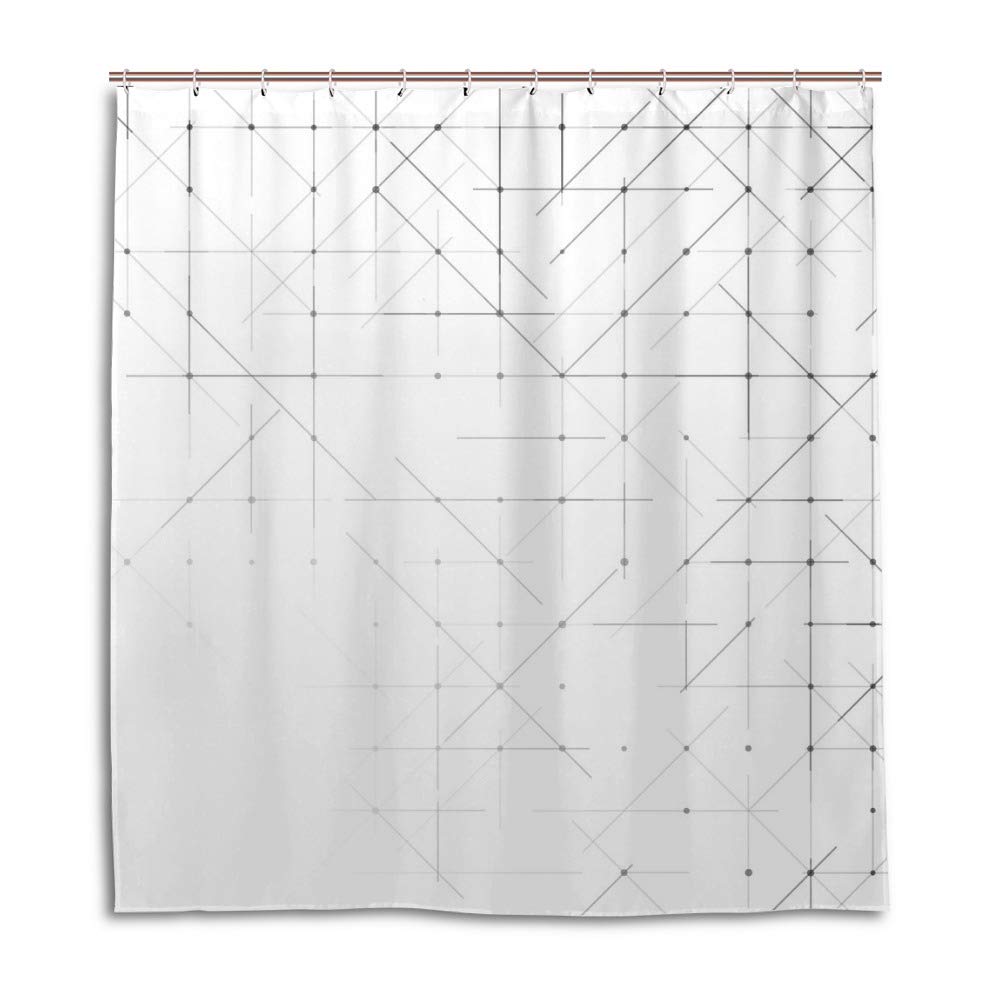 Rideau de douche en polyester géométrique 168x183 cm Colo1 avec crochets