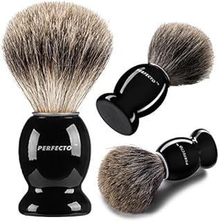 Perfecto 100% Pure Badger Shaving Brush-Black Handle- Engineered for The Best Shave of Your Life. for, Safety Razor, Double Edge Razor, Straight Razor or Shaving Razor, Its The Best Badger Brush.