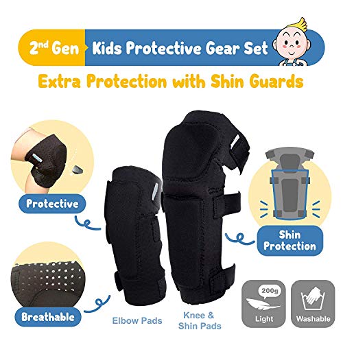 image for Simply Kids Soft-Style Kids Knee and Elbow Pads with Bike Gloves, Flex