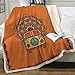 Sleepwish Retro Bus Peace Sign Blankets Throws Old Fashion Turquoise and Orange Throw Blanket Peace Van Hippie Bus Sherpa Fleece Reversible Blanket (50"x 60")