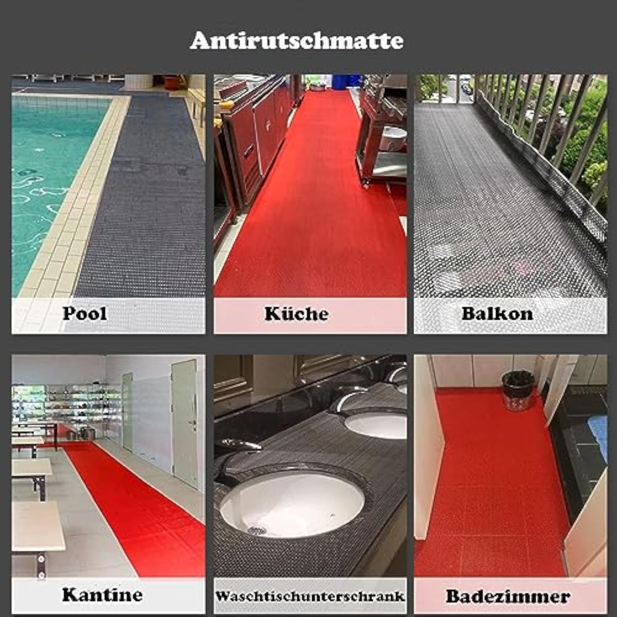 Multipurpose Rubber Mat for Kitchen & Bath, Anti-Fatigue