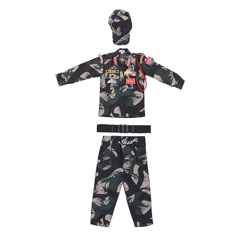 Image of Army Dress for Kids | Indian Military Soldier Fancy Dress Costume | Polyester Fabric | Army Uniform for Boys & Girls | School Fancy Dress, Role Play, Independence Day & Republic Day