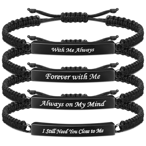 4 Pack Cremation Jewelry Urn Bracelet for Ashes Adjustable Personalized Memorial Keepsakes Handmade Braided Ashes Bracelet Bangle Rope for Women Men Loved Ones and Pets