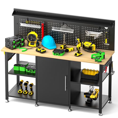 60 Inch Heavy Duty Workbench with Storage Cabinet