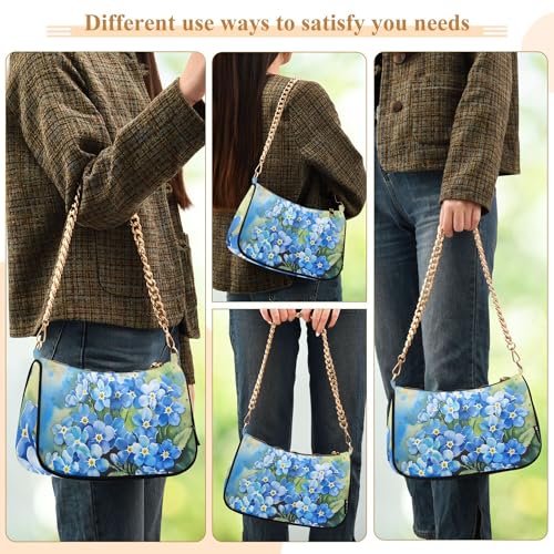 MNSRUU Handbag Purses for Women Forgetmenot Flowers Watercolor Chain Shoulder Bag Ladies Hobo Handbags Small Tote Evening Handbag Clutch Purse2