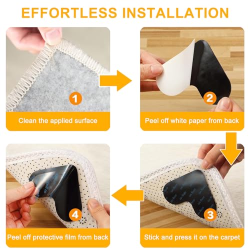 SIXRARI 16 peças de almofadas aderentes de tapete, almofadas antiderrapantes de dupla face, fita de