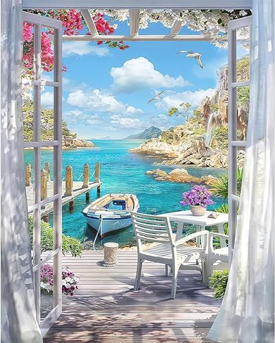 ChicAbode Paint by Number for Adults Canvas DIY Door Paint by Number Kits on Canvas for Adults Beginner High Definition Landscape Acrylic Oil Painting Number Kits for Gift Decor 16x20 Inch
