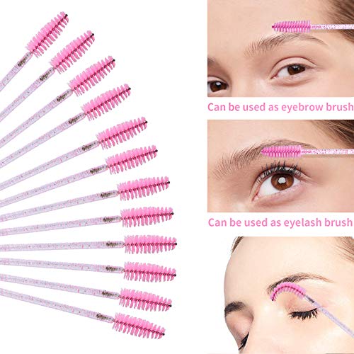 30 Pieces Plastic Eyelash Extension Tweezers False Eyelash Applicator Tool Eyelash Auxiliary Clip and 100 Pieces Eyelash Brush Mascara Wands Applicator for Eyelash Application (Rose Red)