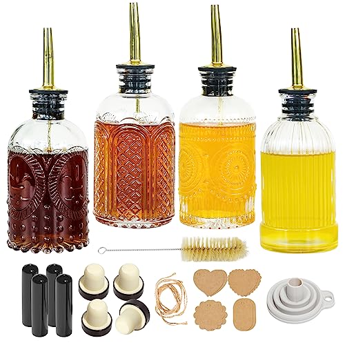 Oudizz 4 Pièces Bouteille Huile avec Bec Verseur - Café Bar Distributeur de Sirop de Café - Distributeur Huile avec bec Verseur