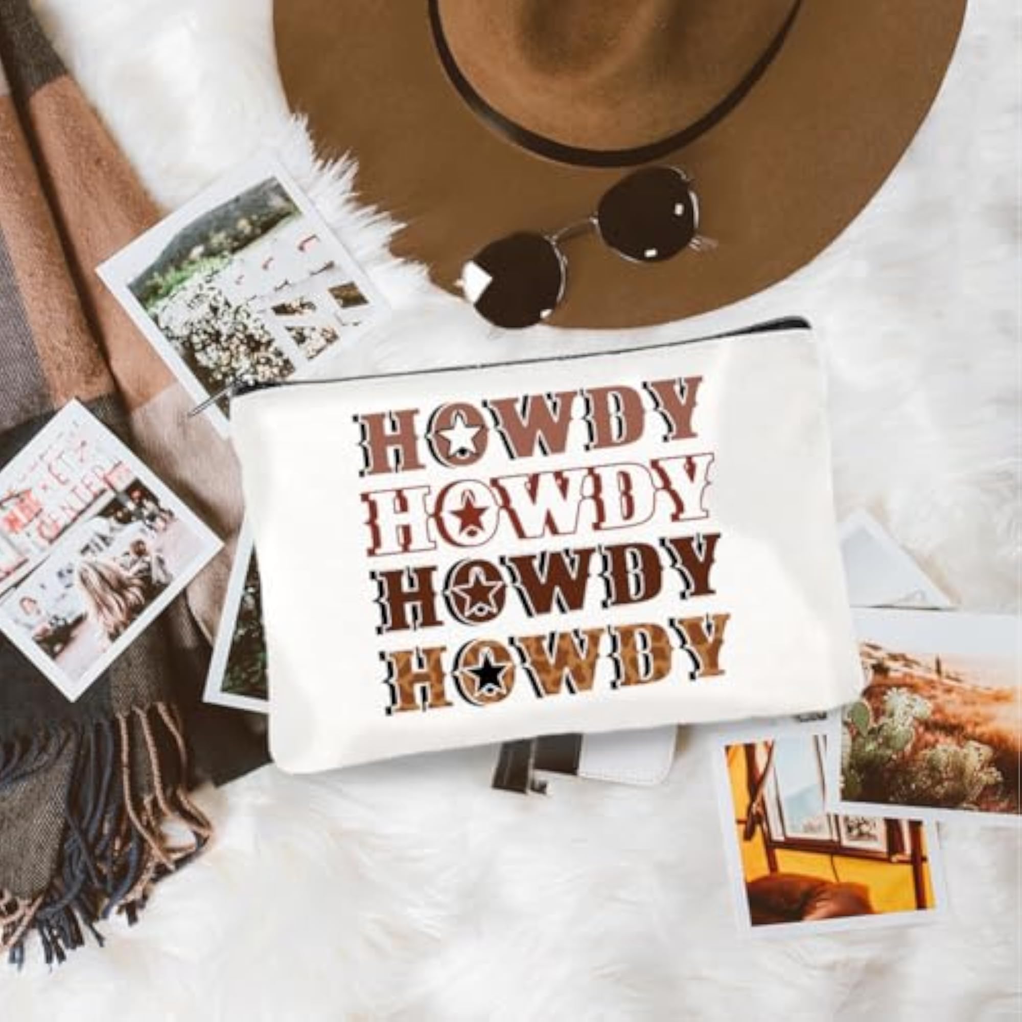Western Cactus Canvas Makeup Bags, Cosmetic Pouches