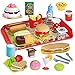 Fun Little Toys 49 PCs Play Food for Kids Kitchen, Toy Foods with Cutting Fruits, Cake and Fast Food for Pretend Play, Play Kitchen Accessories