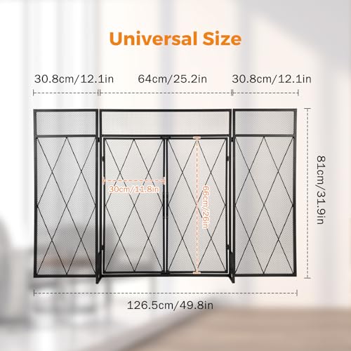 BEAMNOVA Fireplace Screen, Black, 50 x 32 in, Modern Style, Door by BEAMNOVA - Used condition - Image 2