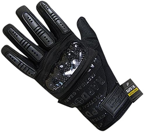 RAPDOM Tactical T64-PL-BLK-01 Carbon Fiber Combat Gloves, S, Black