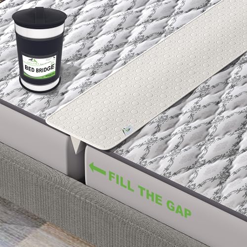 Insieme 12 x77 inch Bed Bridge Twin to King - Split King Gap Filler for Adjustable Bed - Hypoallergenic Fabric - White, Thin and Strapless