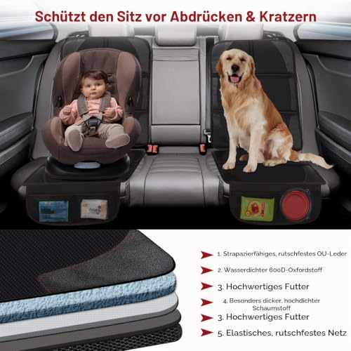 Beicarin Verdickt Kindersitzunterlage, 2 Stück ISOFIX Geeigneter Sitzschoner Auto Kindersitz… – Ansicht 3