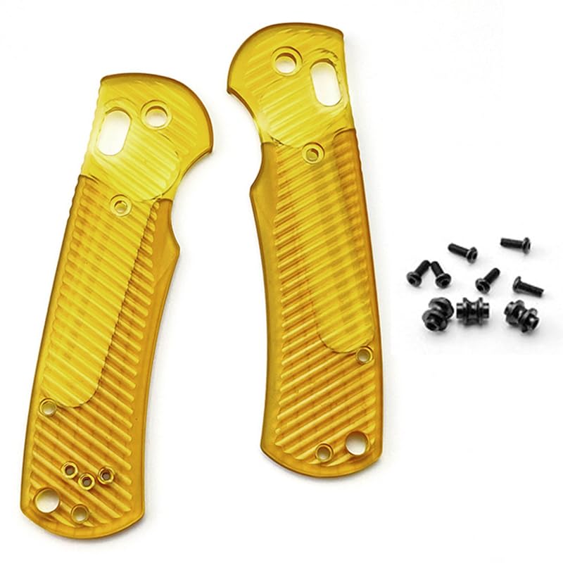1 Pair Ultem Scales Fits for Griptilian 550 551, Clear PEI Handle Patch with 3 Sets Screws DIY Replacement Accessory