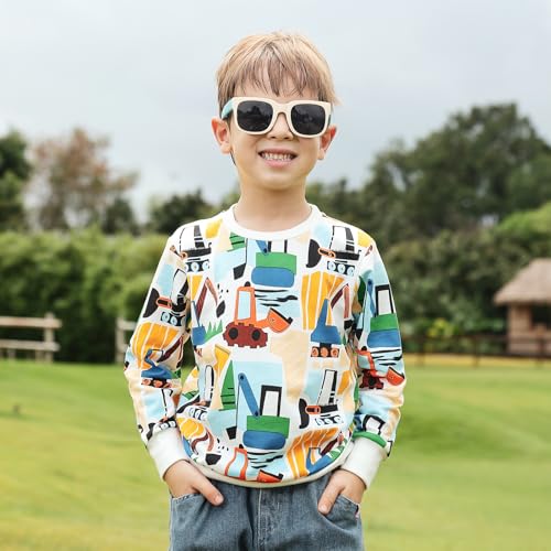 Image of GFQLONG Toddler Boy Sweatshirt 2T 3T 4T 5T Long Sleeve Shirts Boys Sweater | cotton Dinosaur Cartoon Pullover Crewneck Sweatshirt,toddler boy sweaters tops,kids fall winter clothes