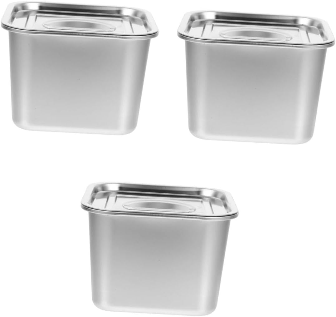 3pcs Stainless Steel Seasoning Storage Jar with Lid Multi-functional Spice Holder for Kitchen Organization Easy to Open Design Stackable Condiment Pot for Various Seasonings