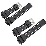 2pc Ritche Watch Band for Casio 10347688 G-shock G-8900, Ga-100, Ga-110, Ga-120, Ga-300, Gac100, Black