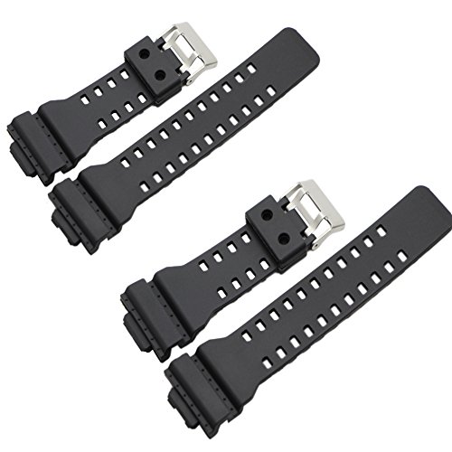 2pc Ritche Watch Band for Casio 10347688 G-Shock G-8900, Ga-100, Ga-110, Ga-120, Ga-300, Gac100, Black