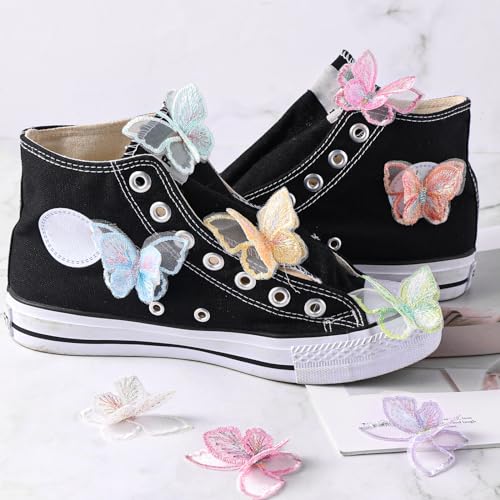 Lusofie 583609_1_8Z5TFAXJ 18Pcs Butterfly Lace Applique 9 Color Fabric Butterflies Double Layer 3D Butterfly Lace Trim Butterfly Patches thumb #6