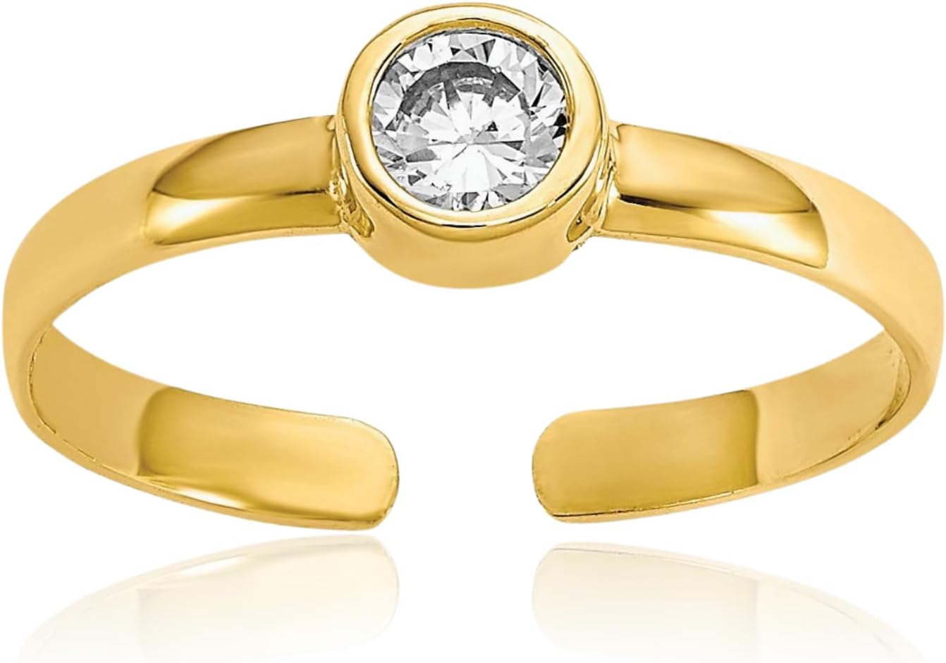 IceCarats 10K Solid Yellow Gold 0.10 carat Cubic Zirconia Solitaire Adjustable Toe Ring Round Cut, Prong Set For Her