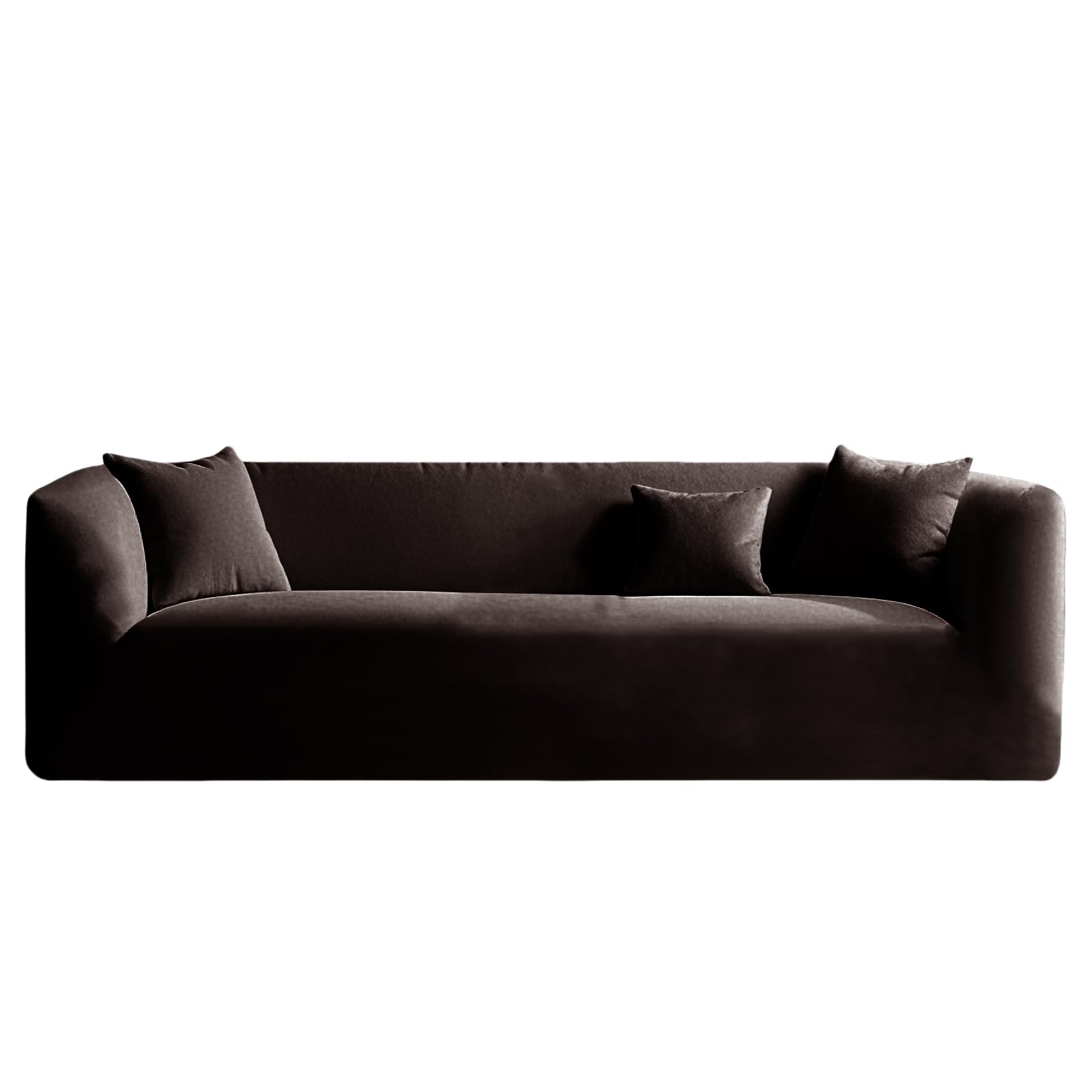KYJSW High Stretch Chesterfield Sofa Cover Velvet Couch Cover With Seat Cushion Cover Non-Slip Sofa Slipcovers With Armrests For Living Room (Red brown,XL SOFA)