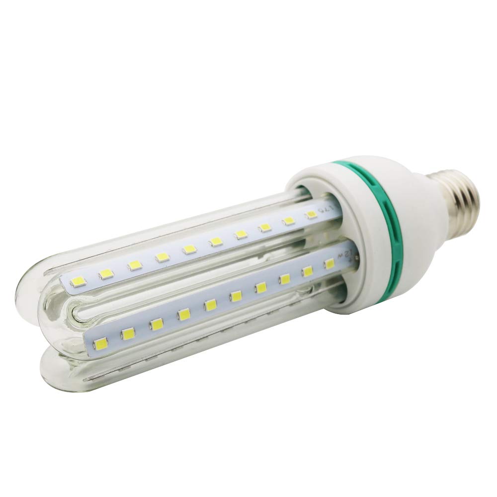 Mengjay - Bombilla LED E27 en forma de U, cabeza de espiral, 12 W (equivalente a 100 W), luz blanca fría 6000 K, 1200 lúmenes, 53 x 170 cm- (20piezas)